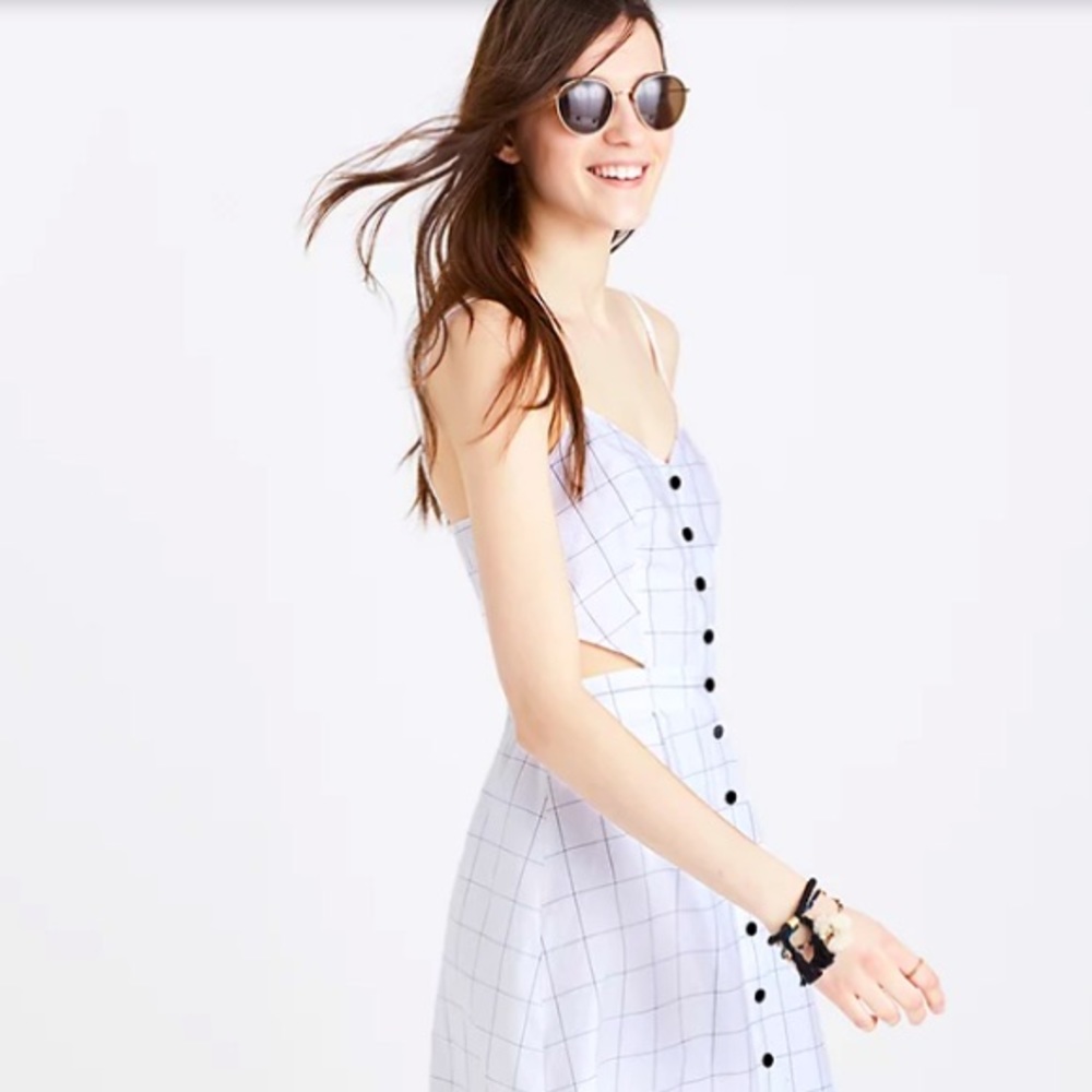 ⛔️ SOLD ⛔️ Madewell Windowpane Cutout Cami Midi Dress